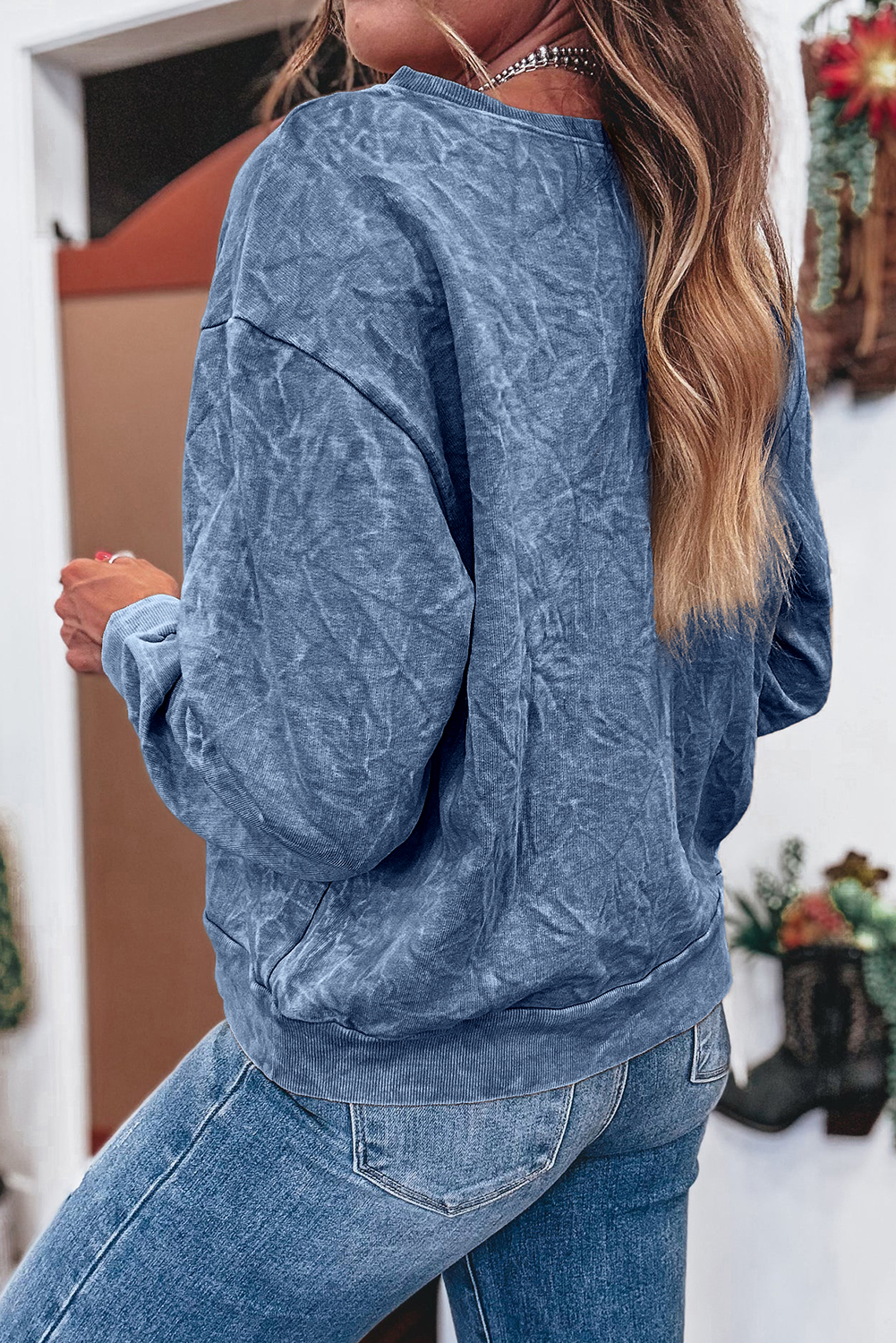 DUNE saved by grace Letter Embroidery Mineral Wash Loose Sweatshirt - loveforevers