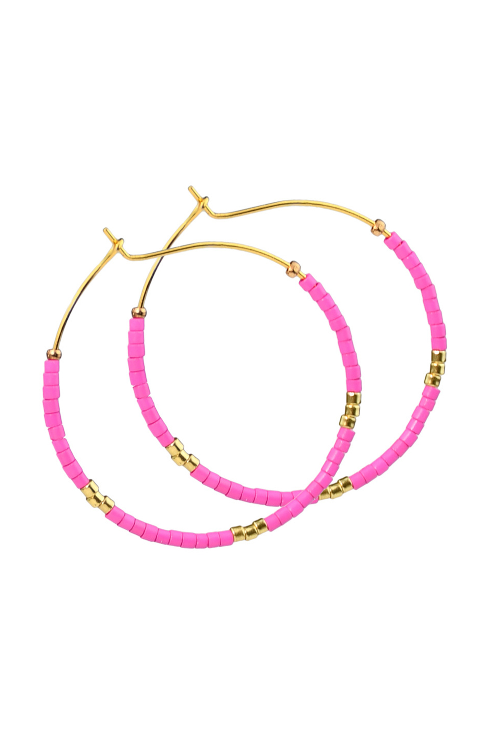 Rose Red 1 Pairs of Rice Beads Gold Plated Alloy Hoop Earrings - loveforevers