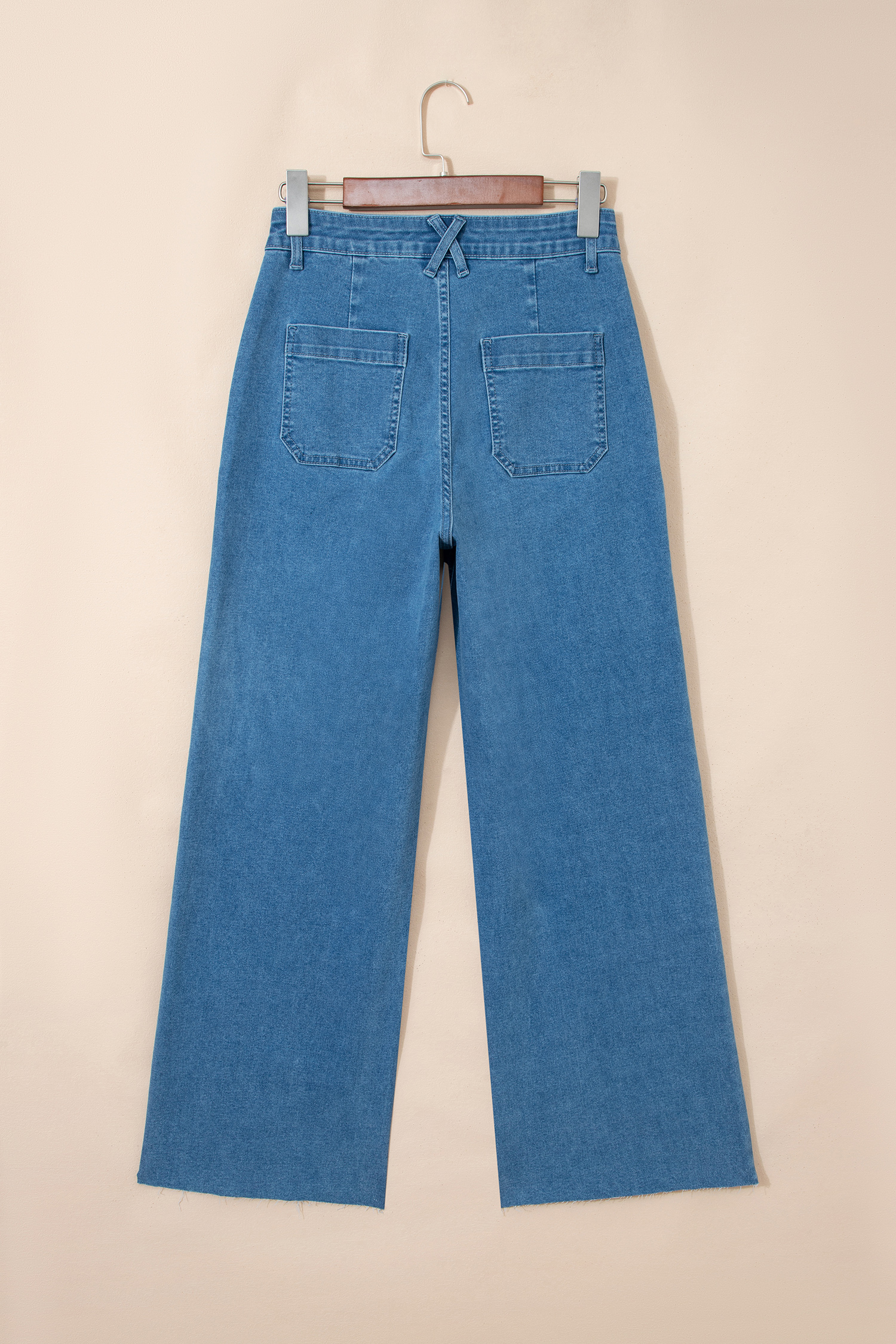 Dusk Blue Retro Washed Patch Pocket Loose Jeans - loveforevers