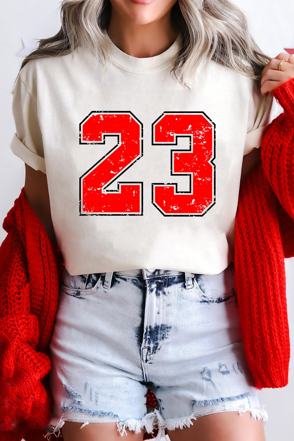 White Number 23 Cracking Print Casual T Shirt - loveforevers