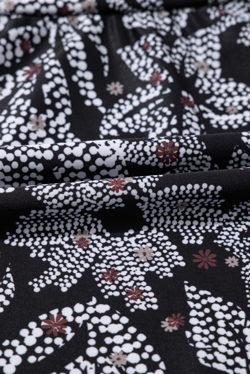 Black Abstract Printed Buckle Crossed Straps Skirted Tankini 2pcs Swimsuit - loveforevers