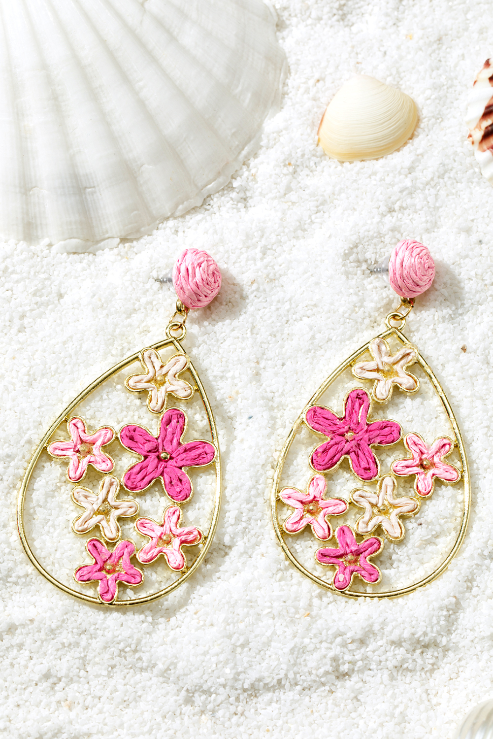 Rose Red Flower Plaited Gold Plated Waterdrop Earrings - loveforevers