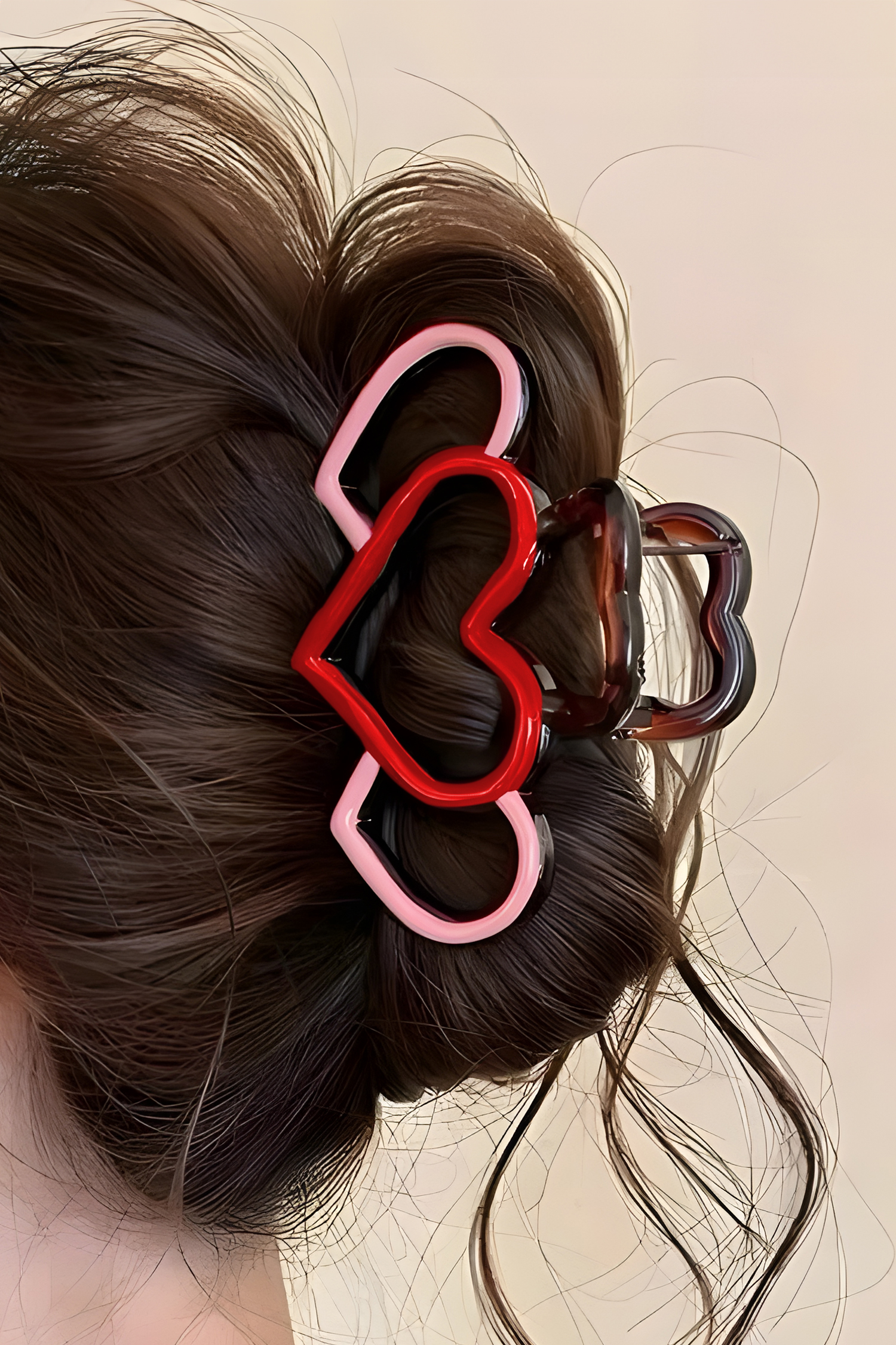 Bonbon Hollowed Heart Design Color Contrasted Acrylic Hair Claw Clip - loveforevers