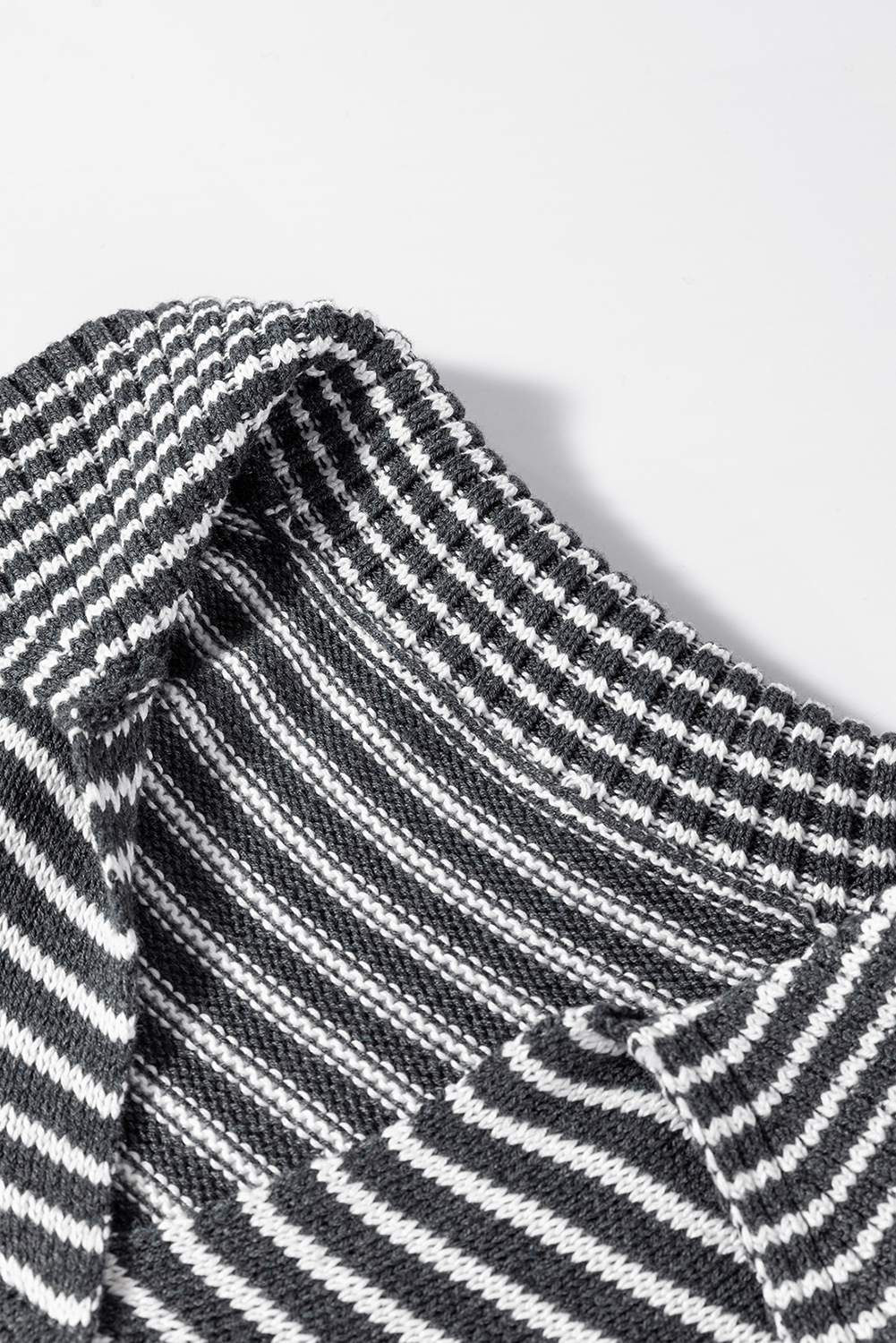 Gray Stripe Collared V Neck Sweater Vest with Pockets - loveforevers
