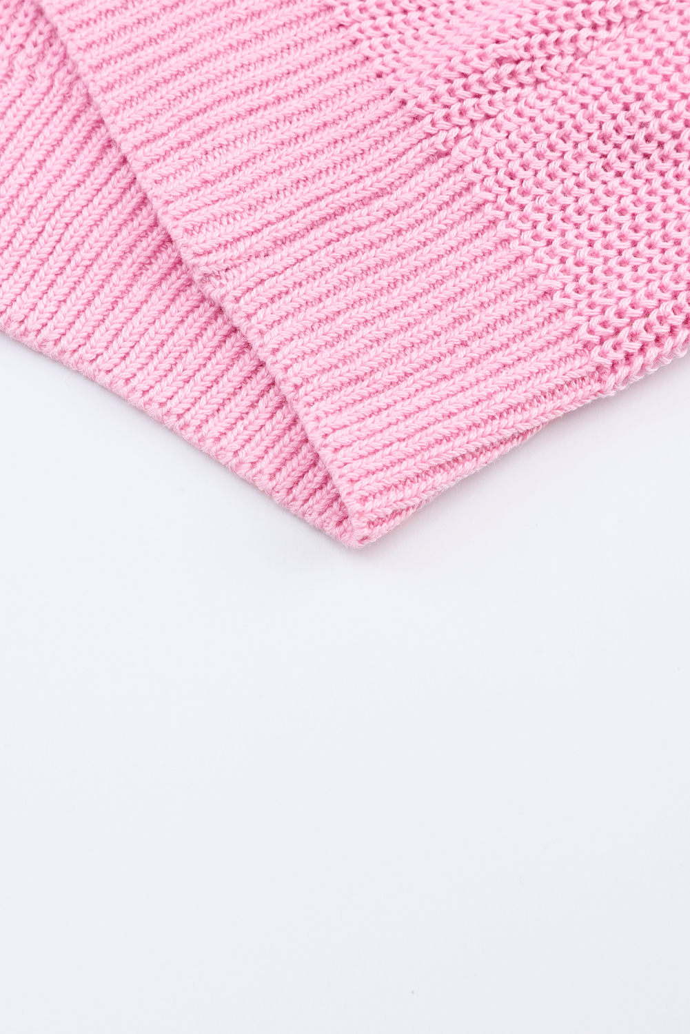 Pink Ribbed Knit V Neck Sweater - loveforevers
