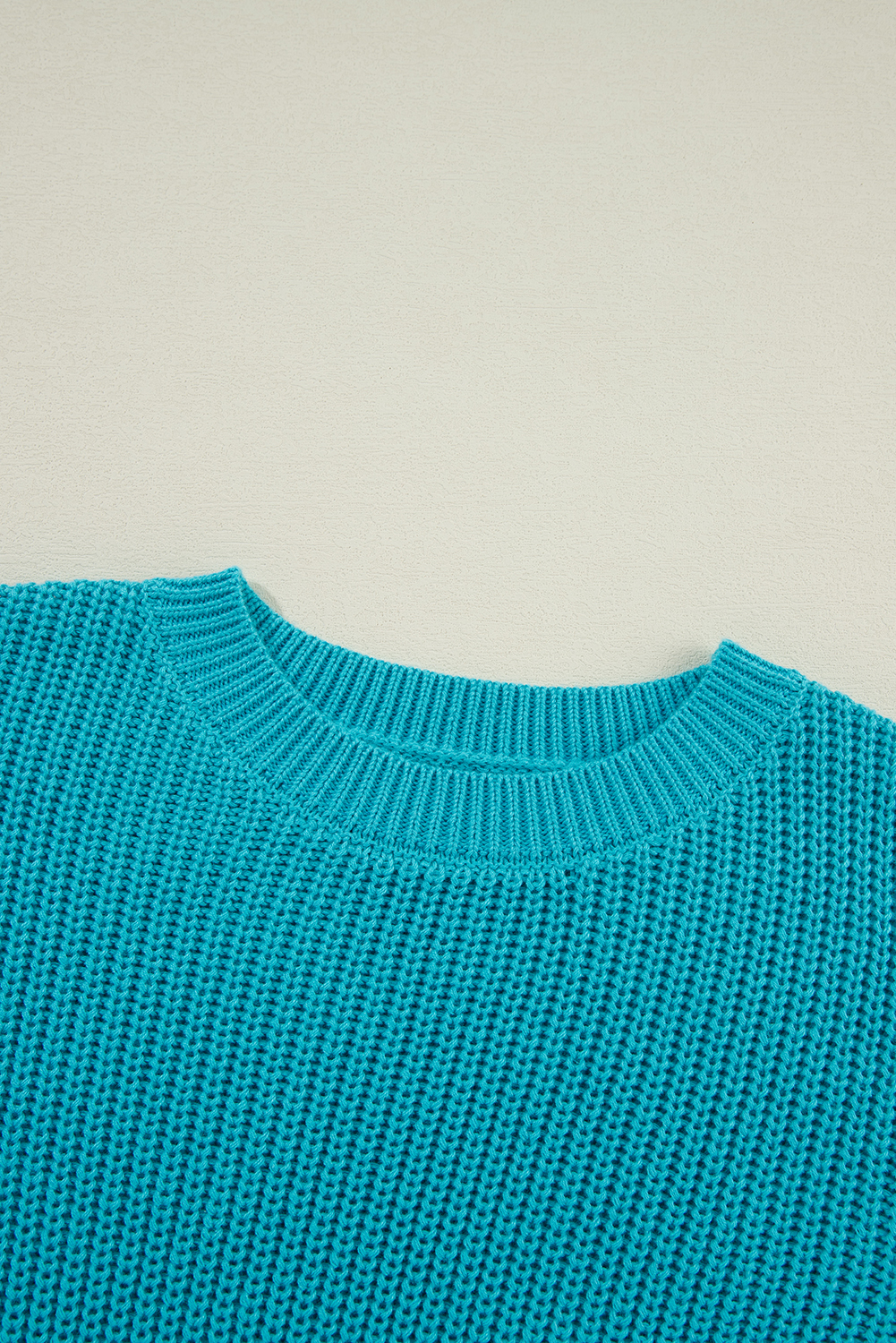 Turquoise Ruffled Eyelet Bubble Sleeve Sweater - loveforevers