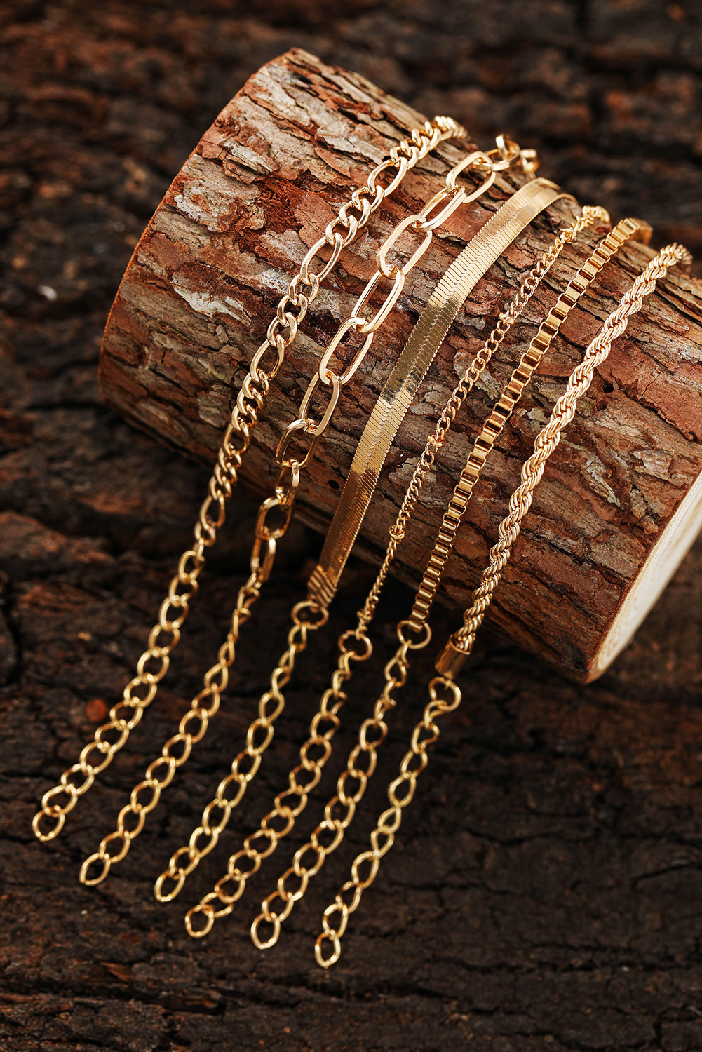 Gold Multi Layered Plated Adjustable Chain Bracelet Set - loveforevers