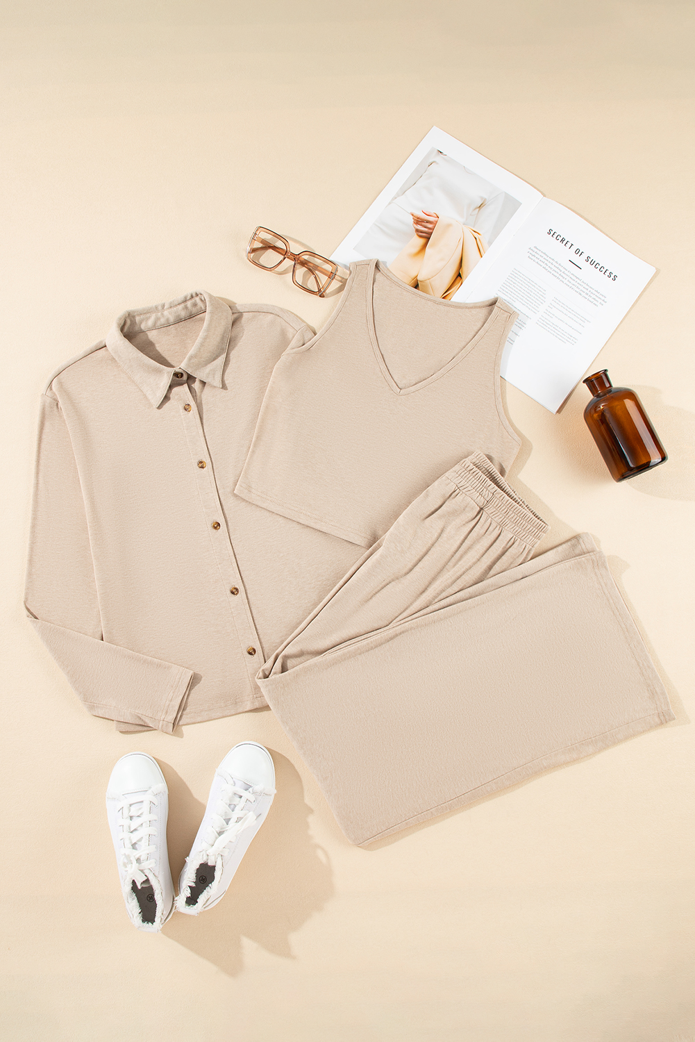 Oatmeal 3-Piece Cozy Knit Lounge Set - loveforevers