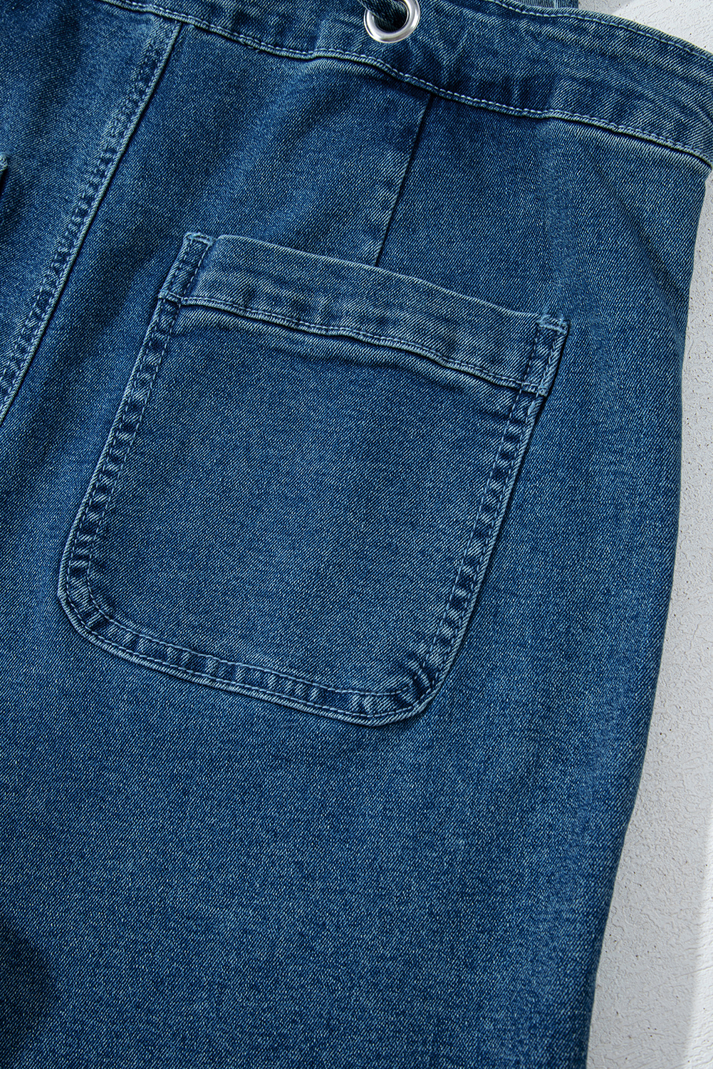 Dusk Blue Adjustable Tie Straps Cropped Wide Leg Denim Overalls - loveforevers