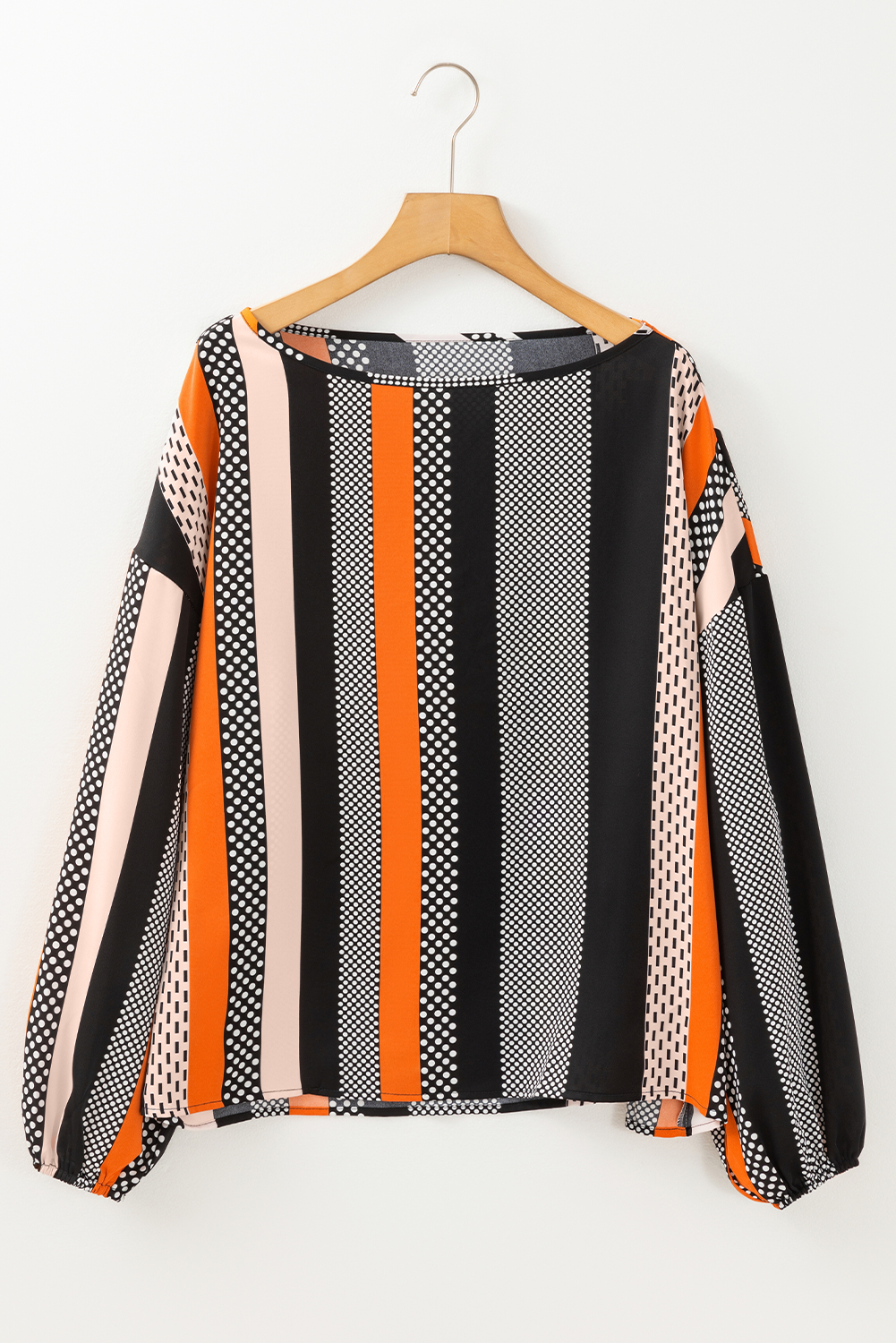 Black Striped Polka Dot Print Ruffled Hem V Neck Mini Dress - loveforevers
