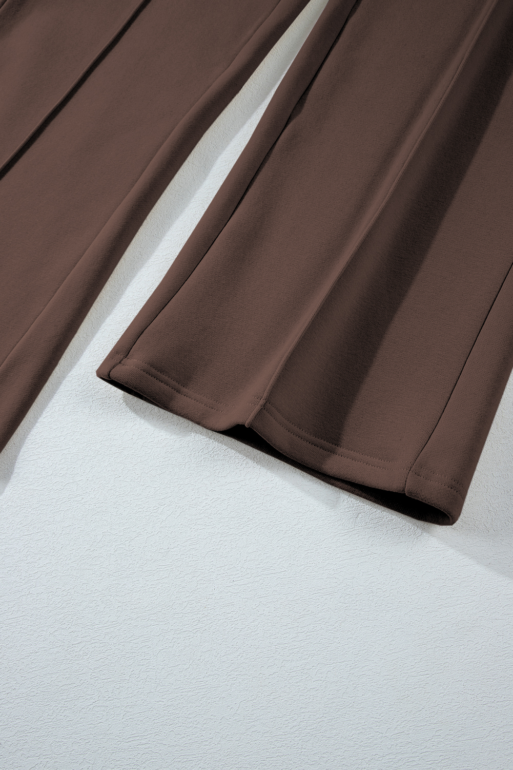 Dark Brown Solid Collared Sweatshirt and High Waist Pants Active Set - loveforevers