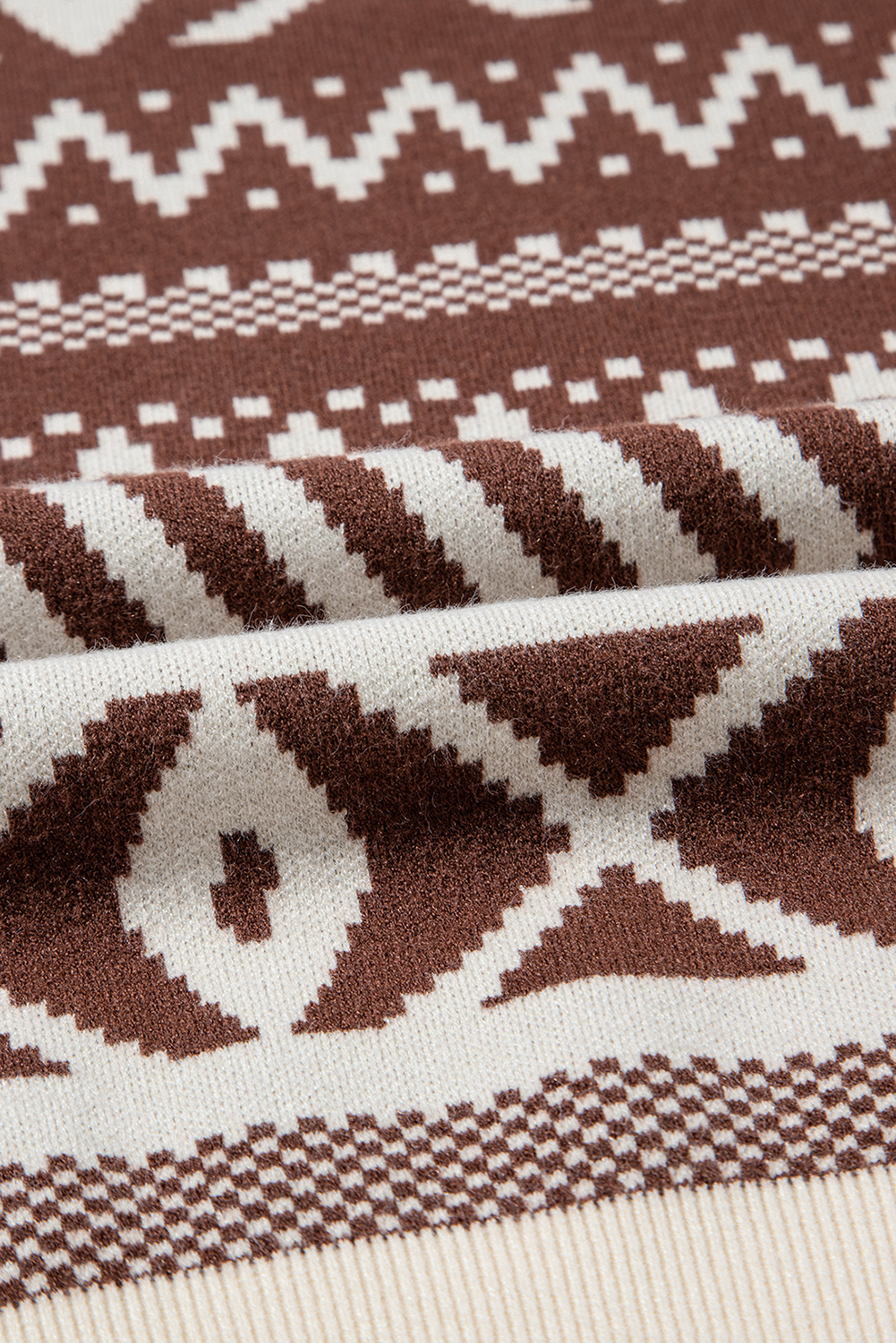 Brown Abstract Print Pullover Sweater - loveforevers