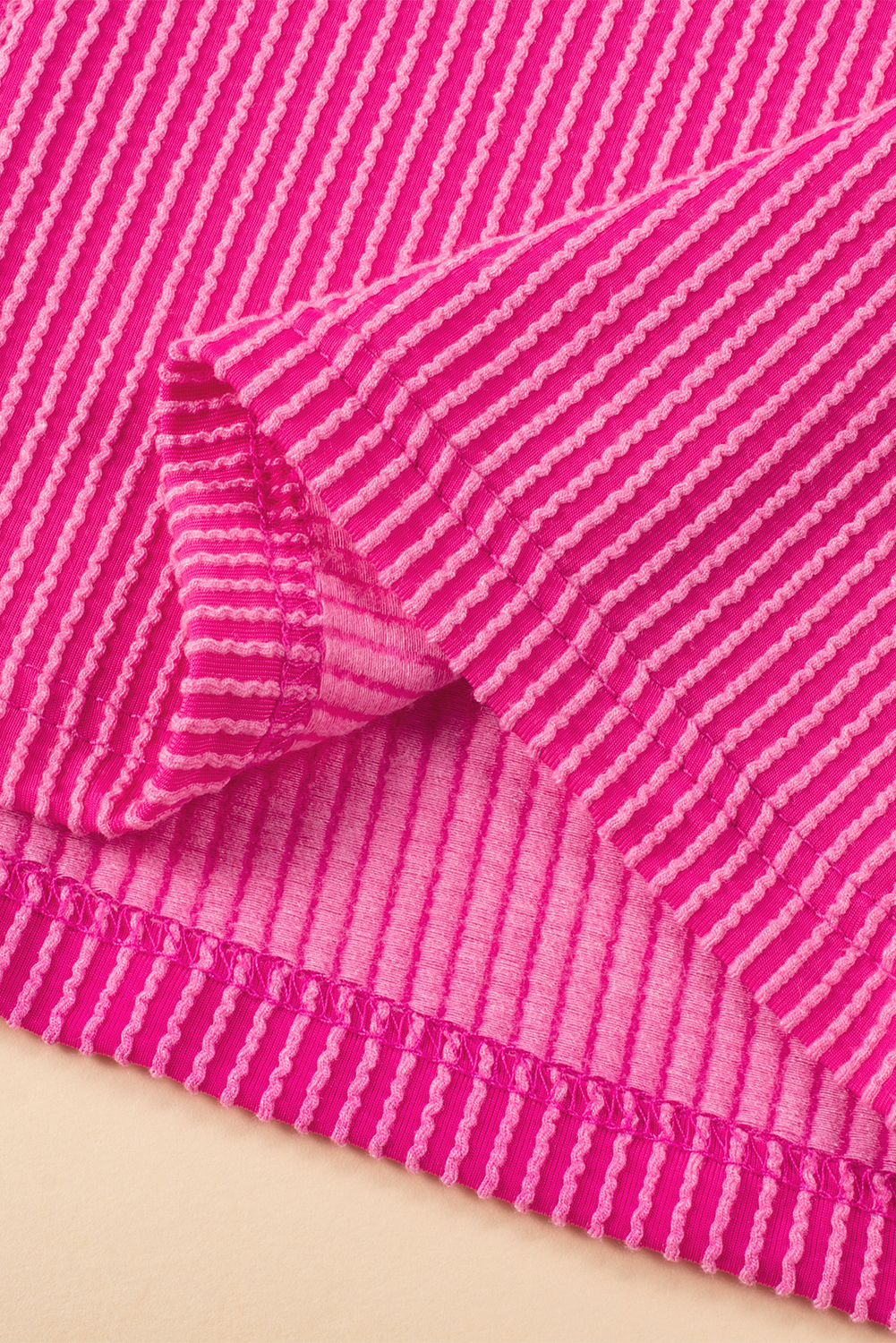 Bright Pink Striped Ribbed Knit T-shirt Shift Dress - loveforevers