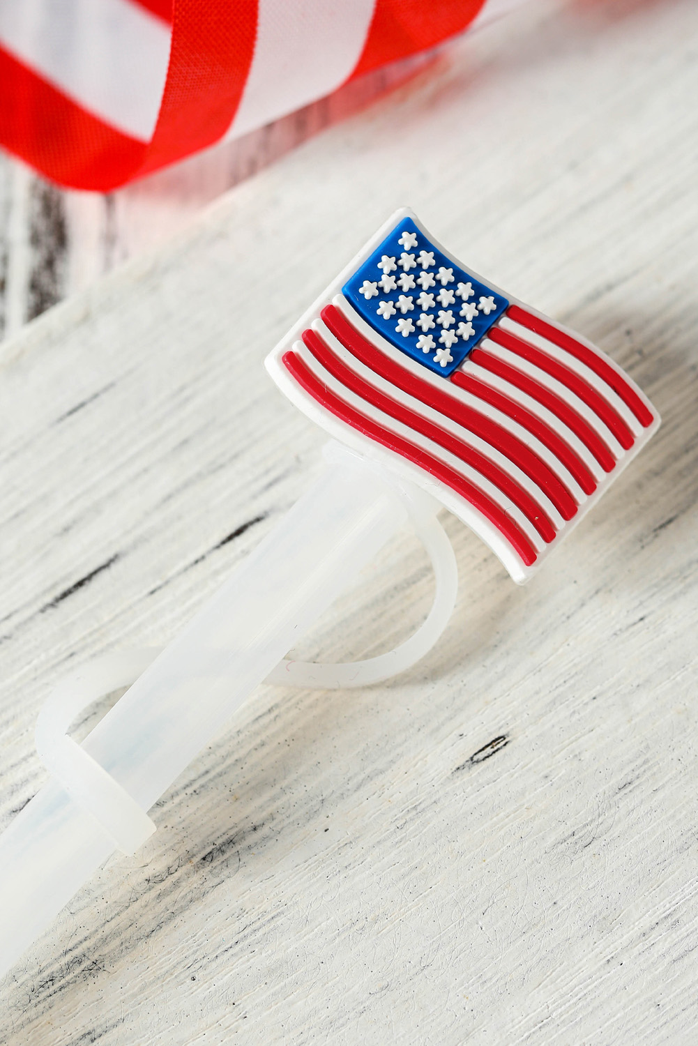 White American Flag Print PVC Soft Plastic Straw Lid - loveforevers