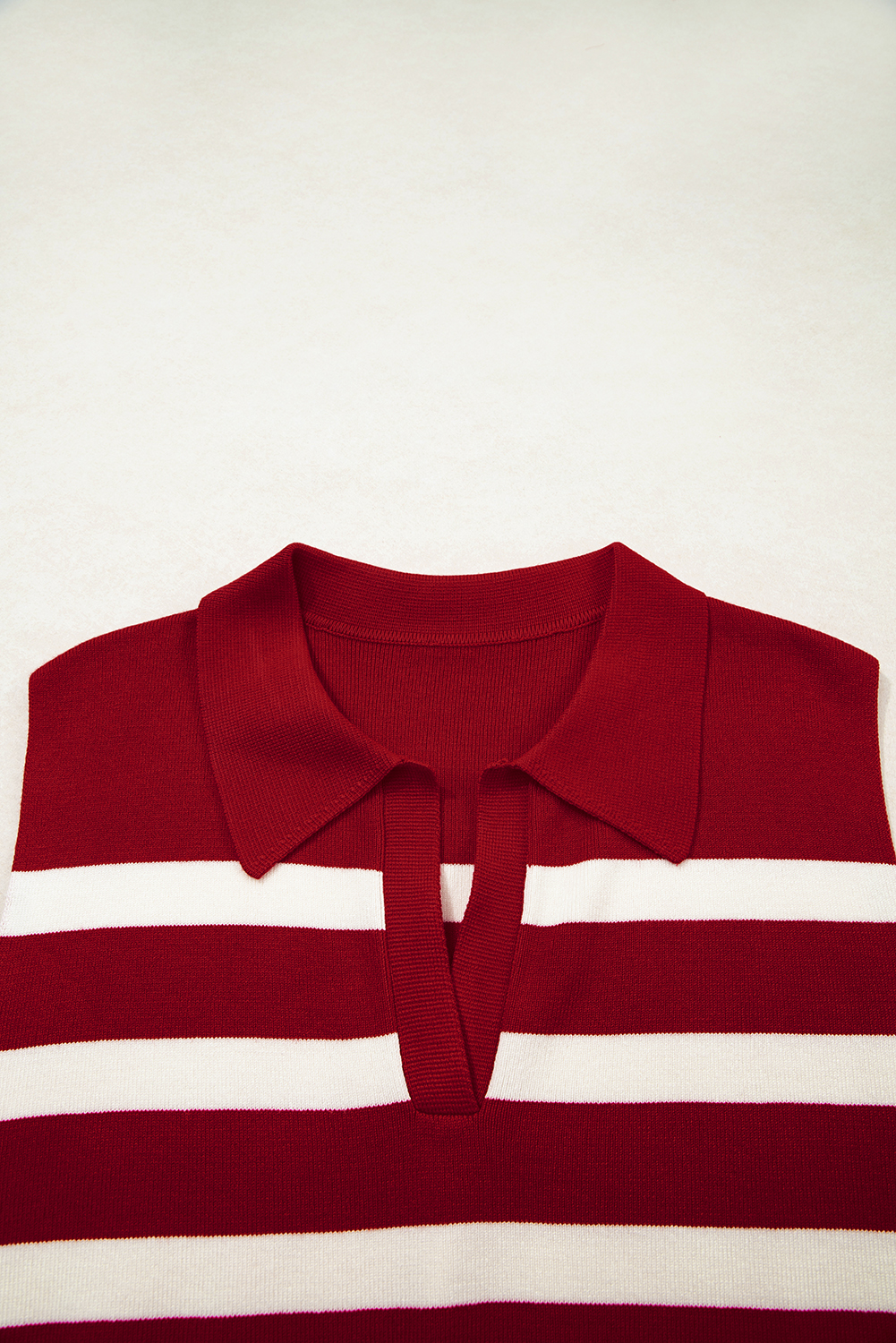 Red Stripe Collared Split Neck Sweater Vest - loveforevers