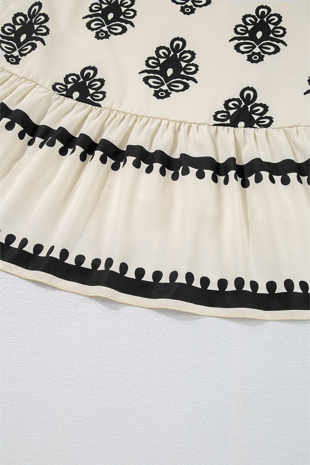 Beige Geometric Printed Sleeveless Hollowed Bowknot Back Mini Dress - loveforevers