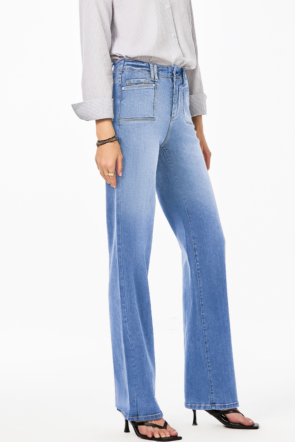 Dusk Blue Loose Straight Leg Cropped High Waist Jeans - loveforevers