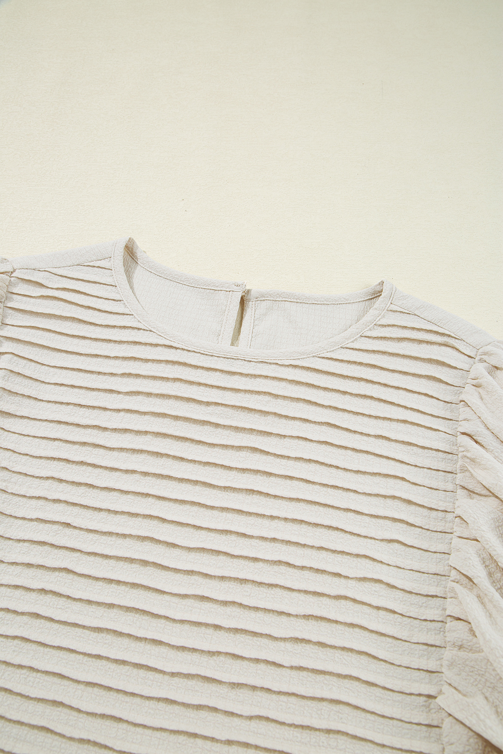 White Textured Ruffled Puff Sleeve Loose Dress - loveforevers