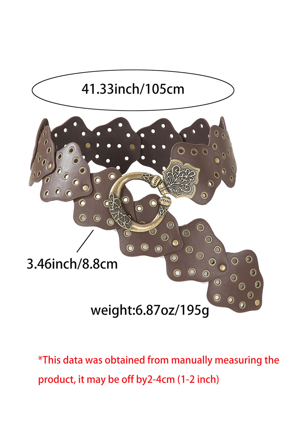 Chestnut Y2K Antique Bronze Circle Grommet Detail Western Leather Belt - loveforevers