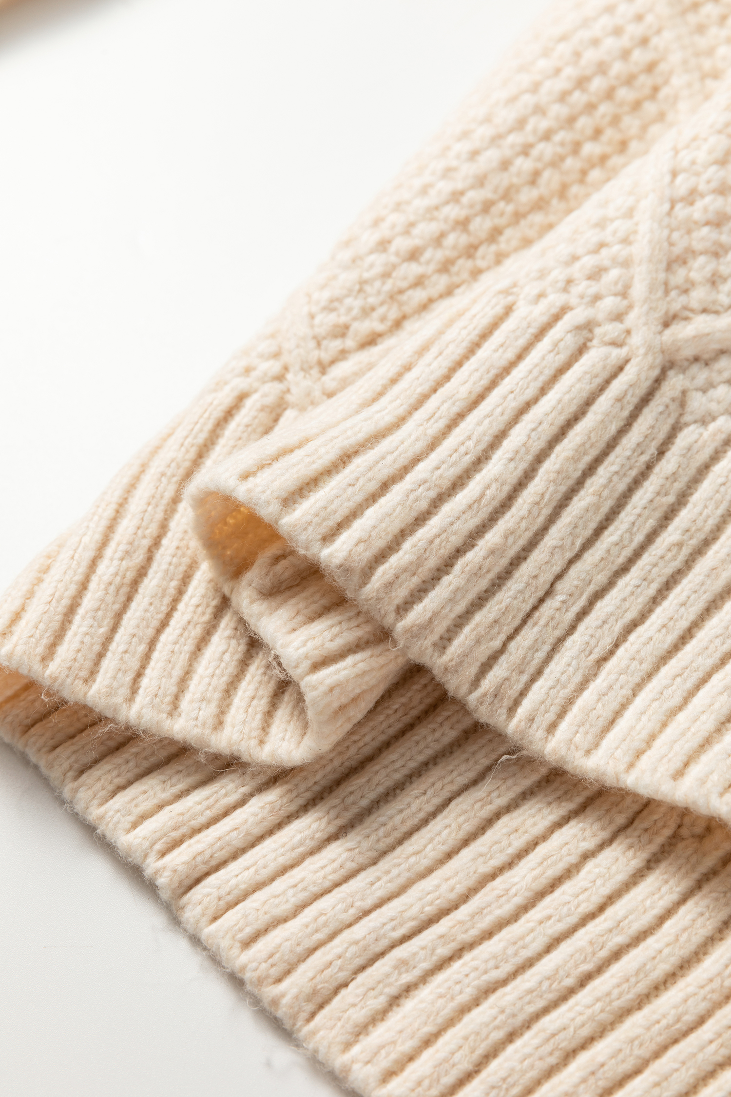 Parchment Cable Knit Drop Shoulder Loose Fit Sweater Dress - loveforevers