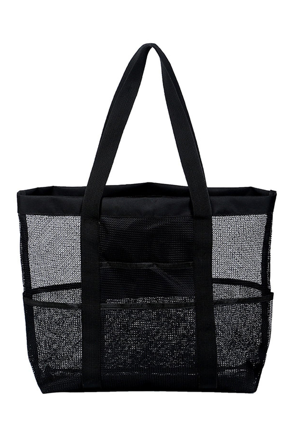 Black Multi-pocket Large Mesh Tote Bag - loveforevers