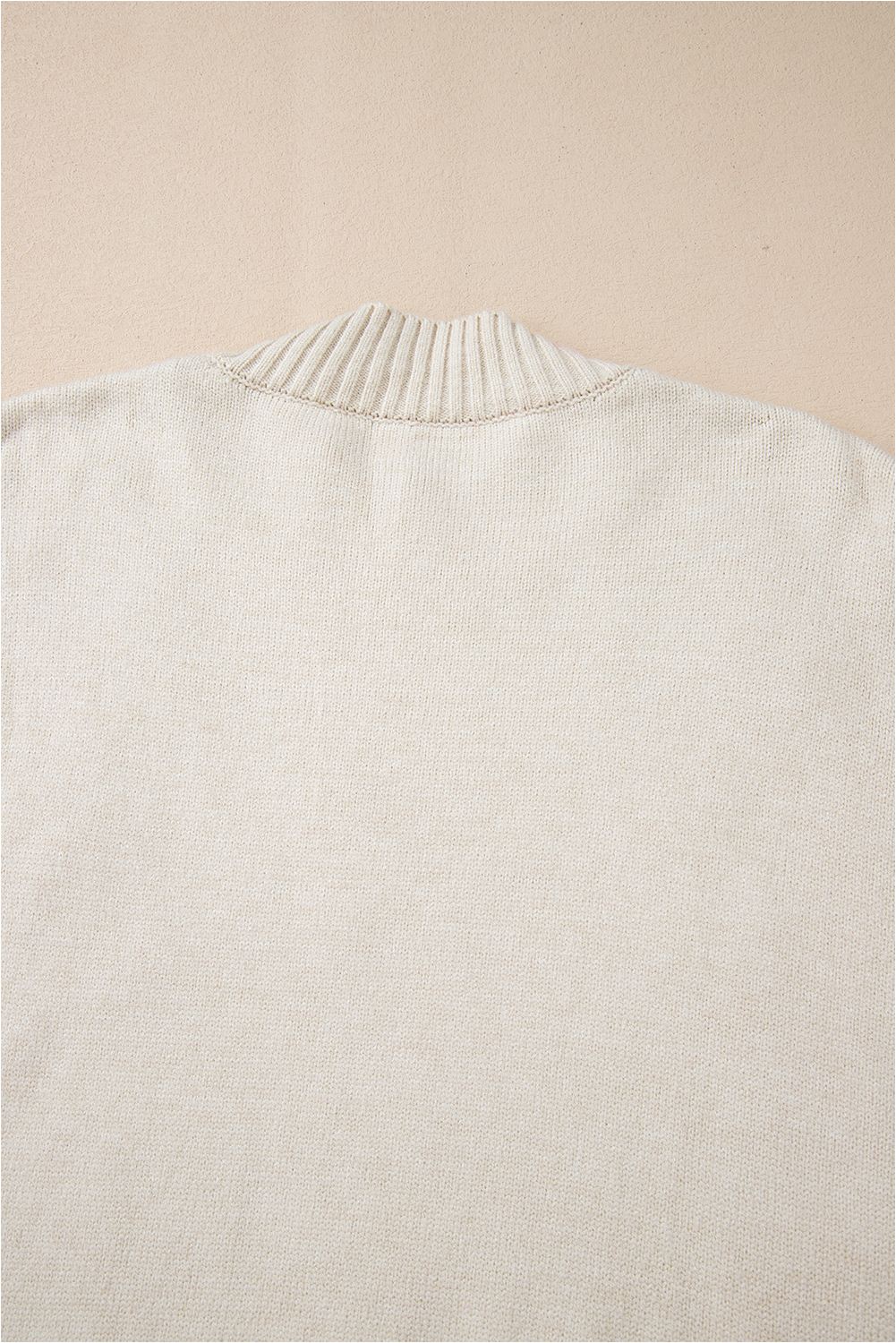 Beige Flower Stitching Mock Neck Sweater - loveforevers