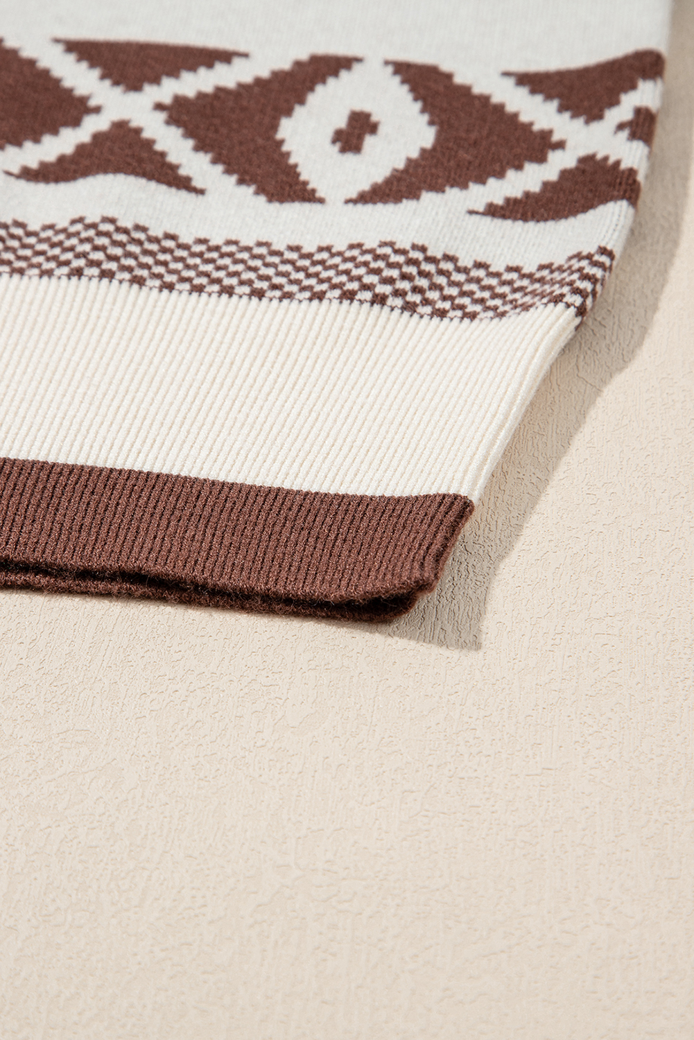 Brown Abstract Print Pullover Sweater - loveforevers