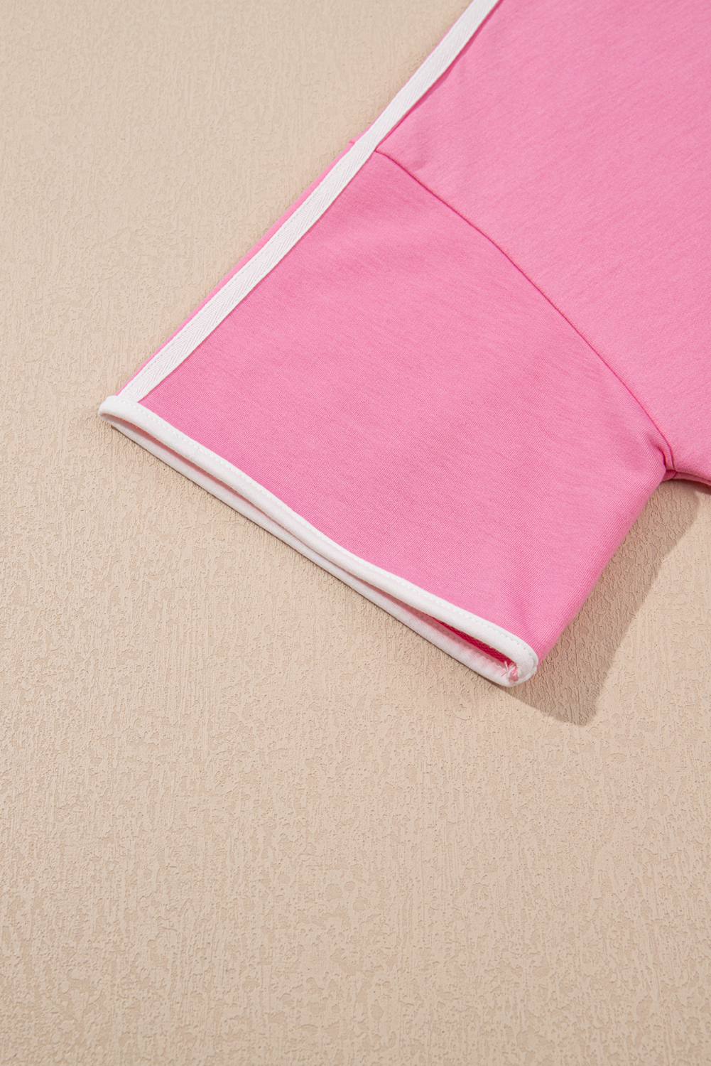 Sachet Pink Varsity Stripe Detail Casual Tee and Pants Leisure 2pcs Set - loveforevers