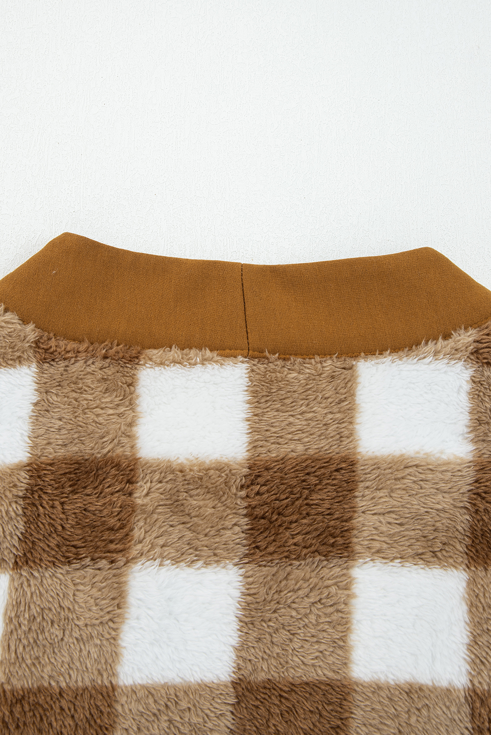 Brown Checkered Sherpa Loose Knit Cardigan with Pockets - loveforevers