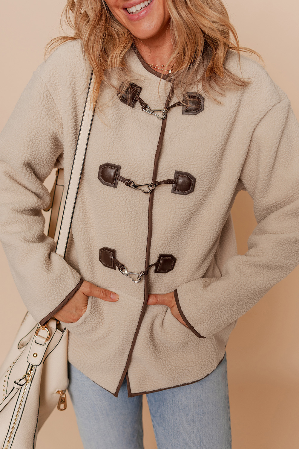Apricot Toggle Button Teddy Coat - loveforevers