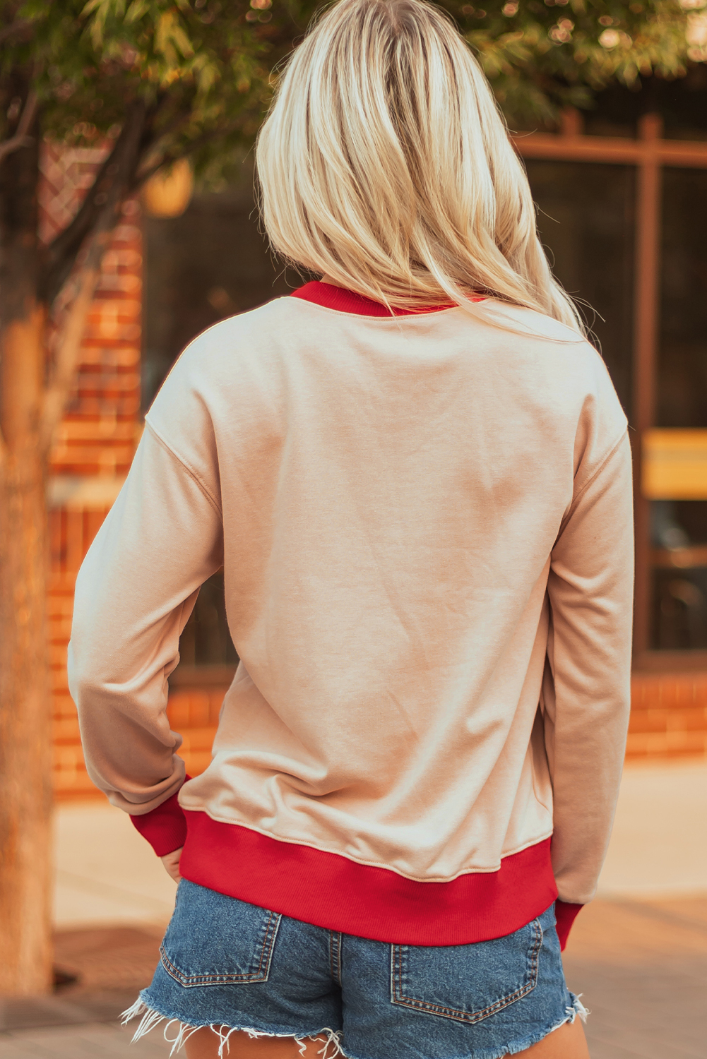 Black GAME DAY Letter Graphic Varsity Striped Detail Baggy Sweatshirt - loveforevers