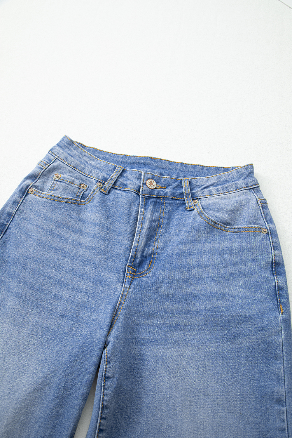 Real Teal Raw Hem Unique Cuffs Straight High Rise Loose Jeans - loveforevers