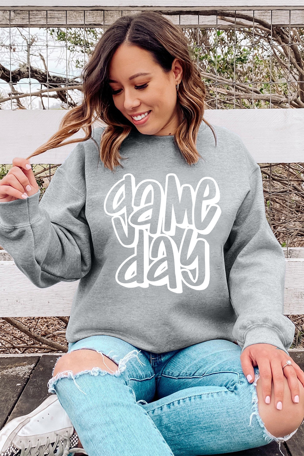 Gray Game Day Crew Neck Sweatshirt - loveforevers