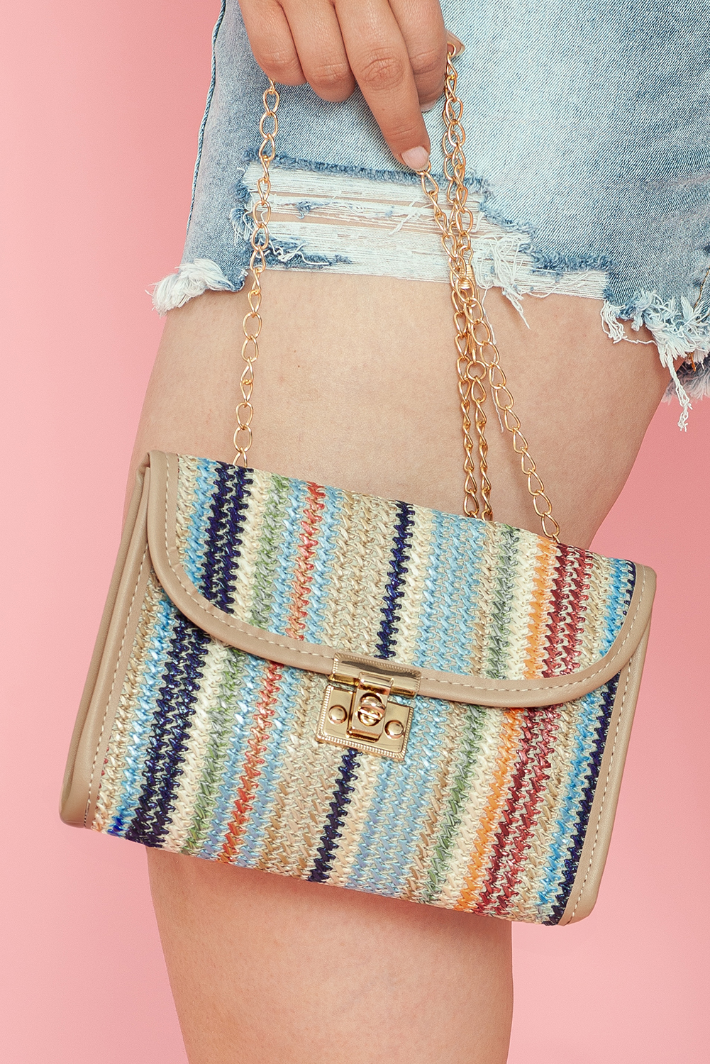 Iceland Blue Striped Crochet Flapped Single Shoulder Bag - loveforevers