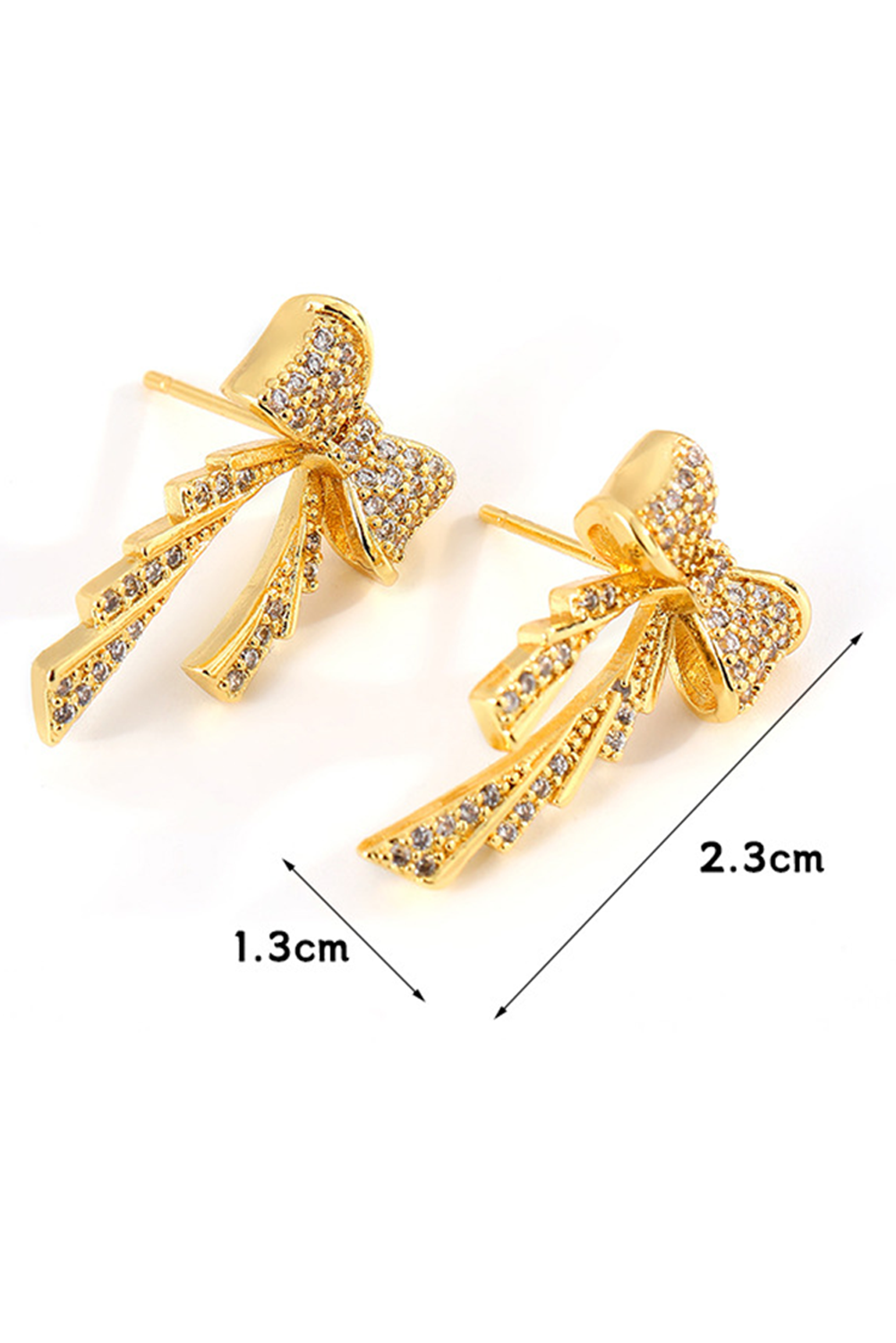 Gold Rhinestone Bow Knot Plated Stud Earrings - loveforevers