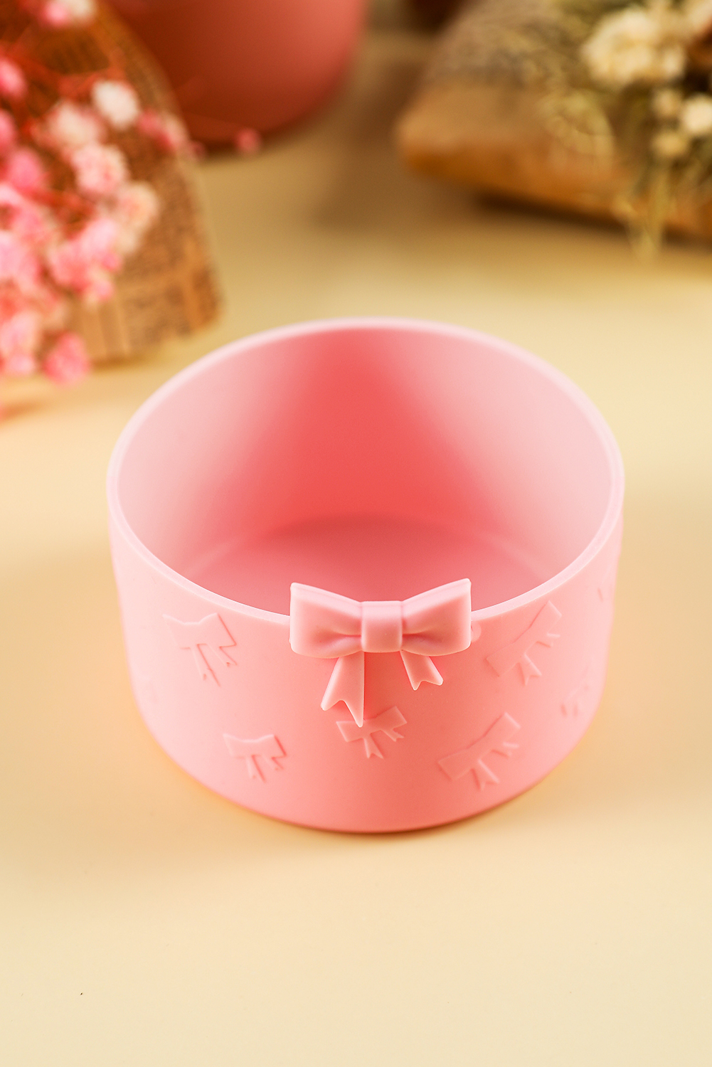 Pink Bowknot Decor Food Grade Silicone Cup Sleeve - loveforevers
