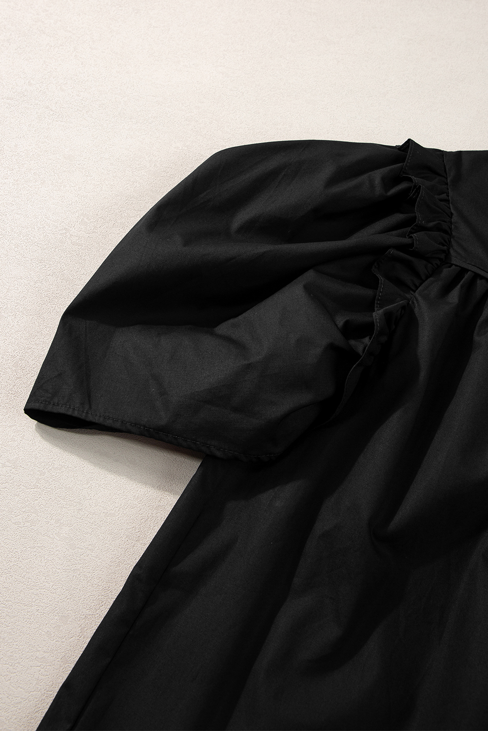 Black Crisp Puff Sleeve Loose Shirt - loveforevers