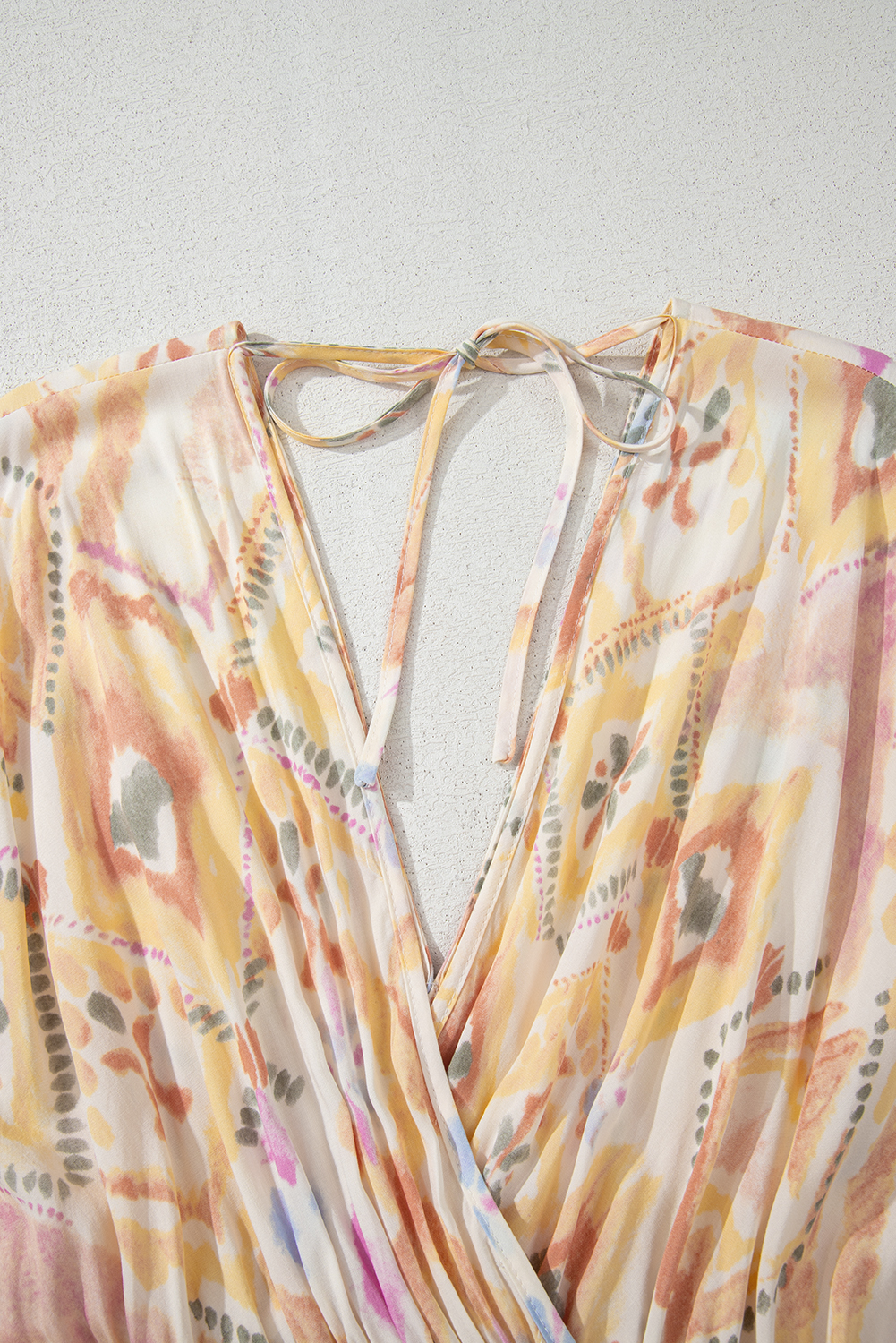 Multicolour Geometric Print Half Sleeve Shirred High Waist Maxi Dress - loveforevers