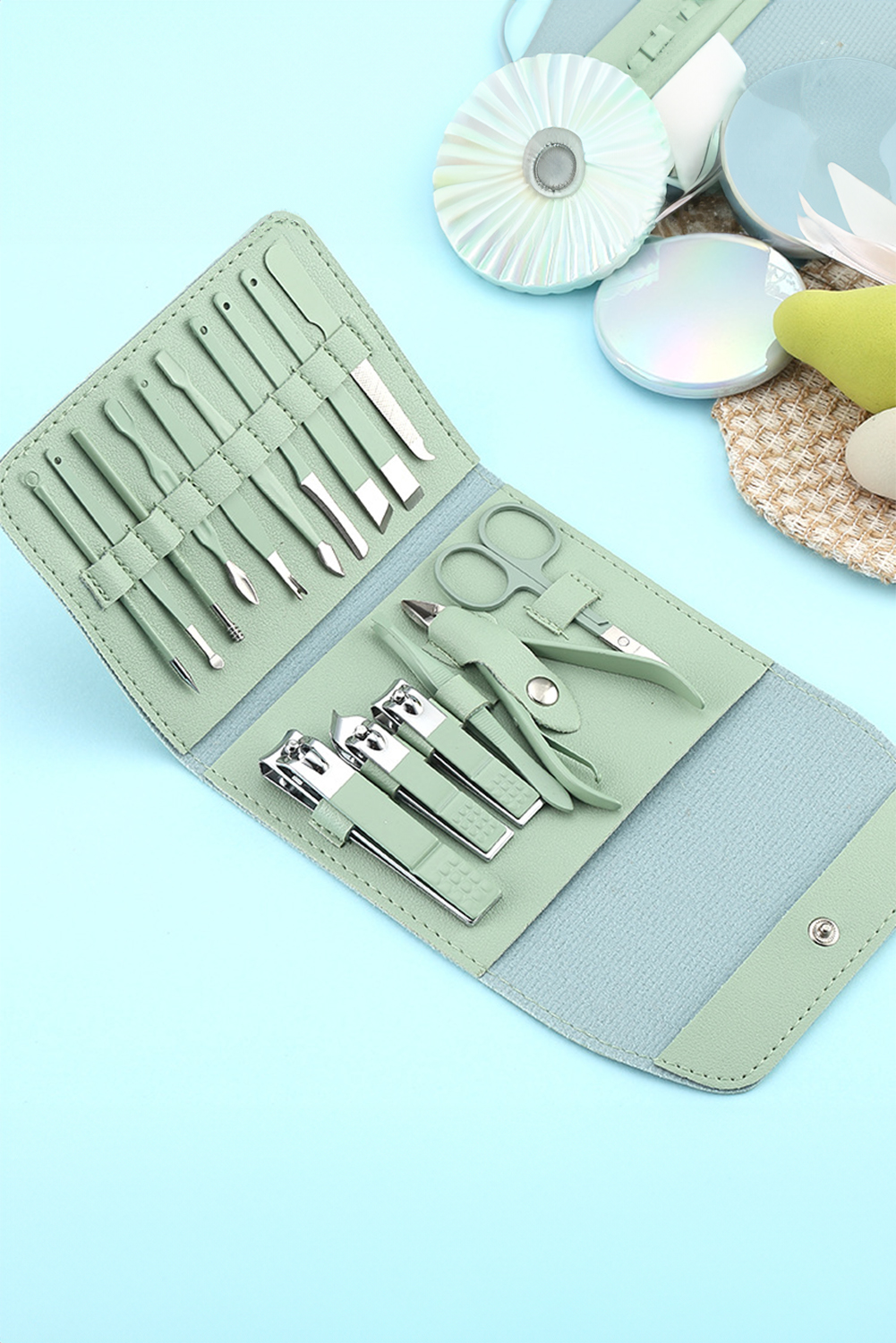 Grass Green 16pcs Portable Manicure Nail Clippers Set - loveforevers