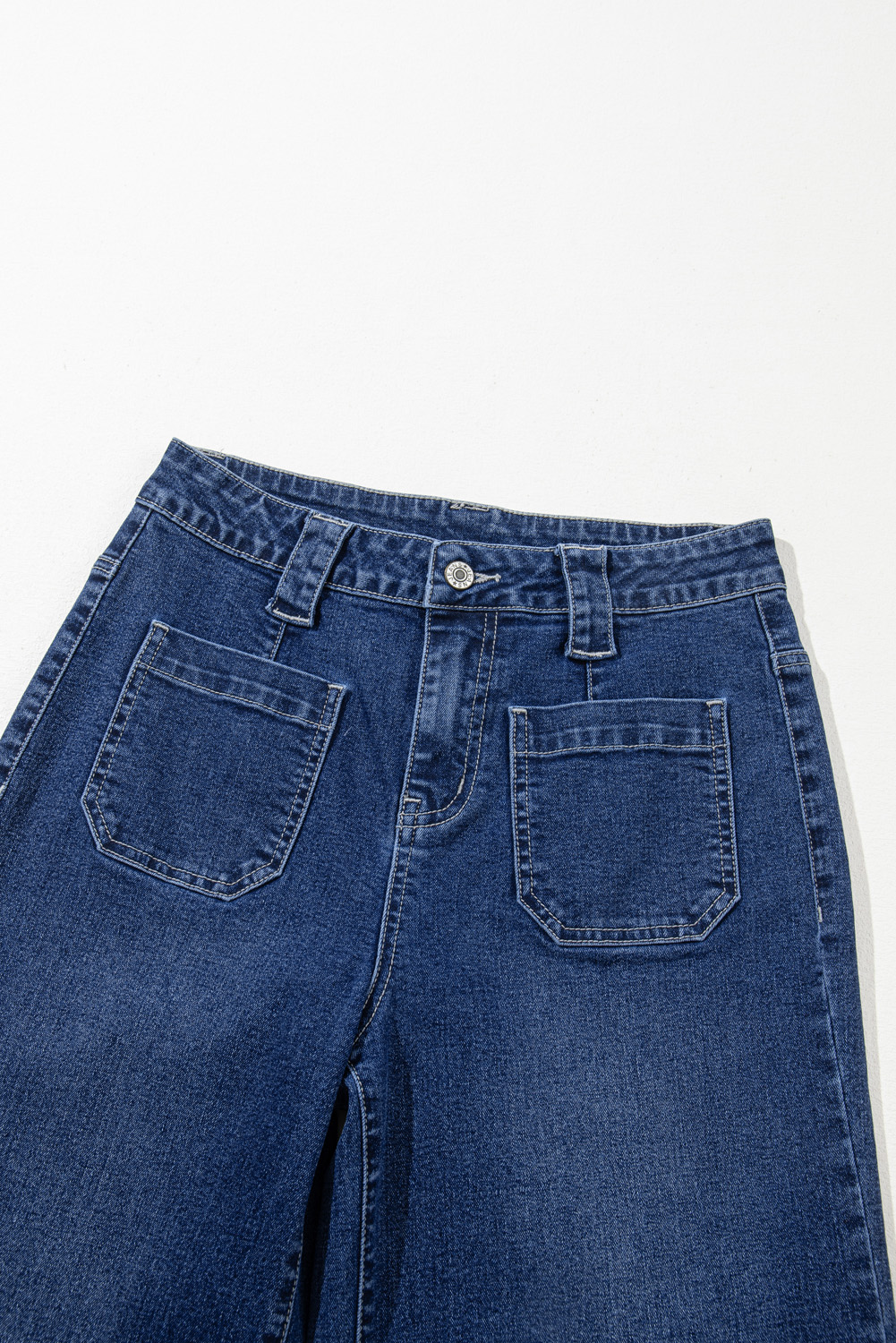Sail Blue Wide Leg Pocketed High Waist Jeans - loveforevers