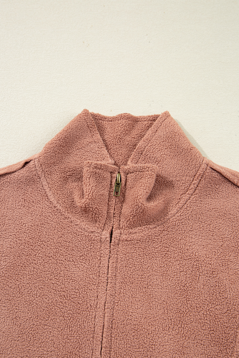 Camel Exposed Seam Side Pockets Half Zipper Baggy Sweatshirt - loveforevers