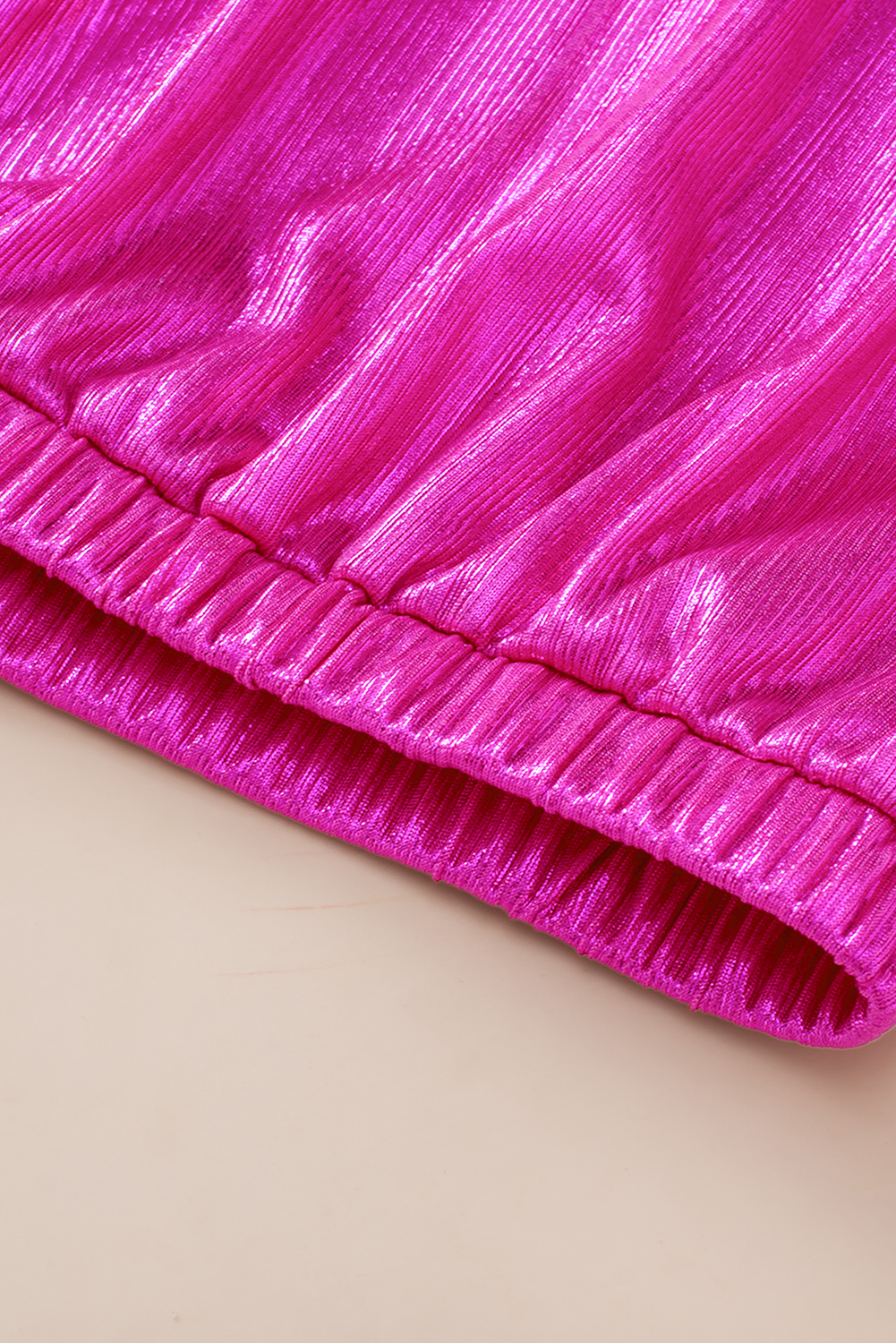Bright Pink Ruched Sleeves Knotted Backless Blouse - loveforevers