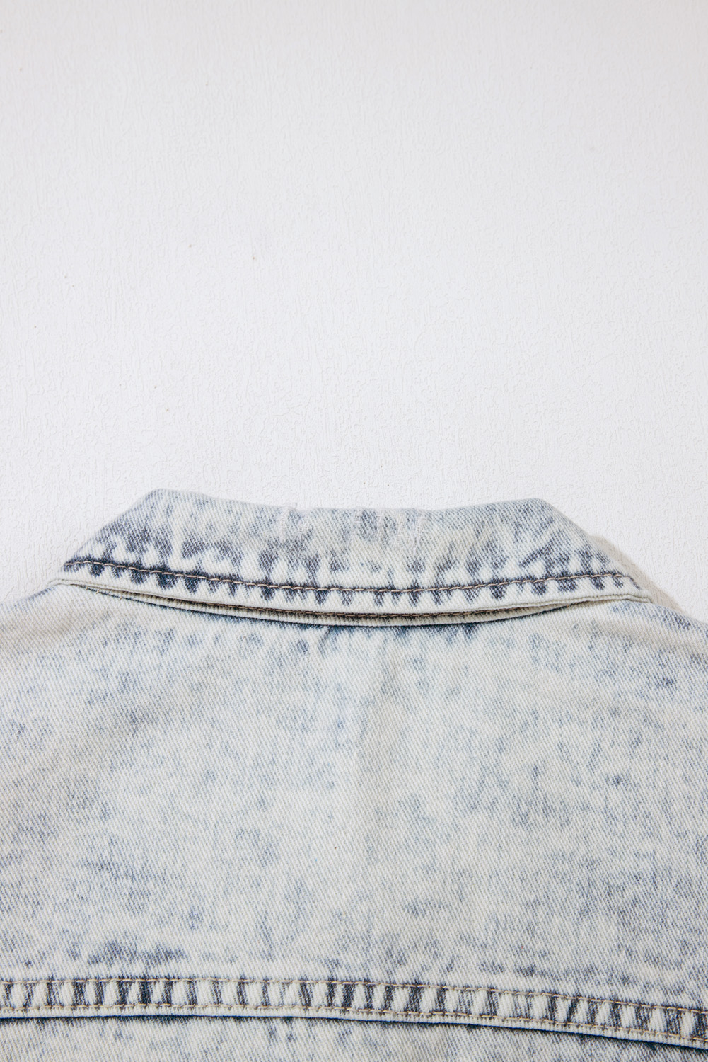 Beau Blue Light Wash Buttoned Chest Pocket Puff Sleeve Denim Jacket - loveforevers
