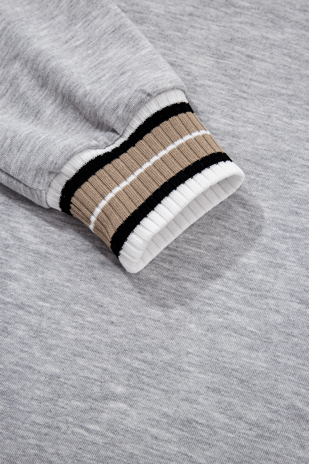Gray Varsity Contrast Striped Trim V Neck Sweatshirt - loveforevers