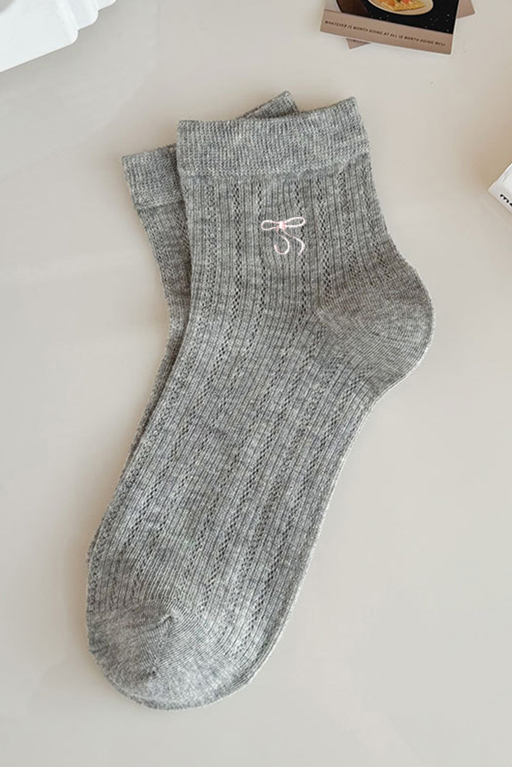 Dark Grey Bow Knot Ankle Socks - loveforevers