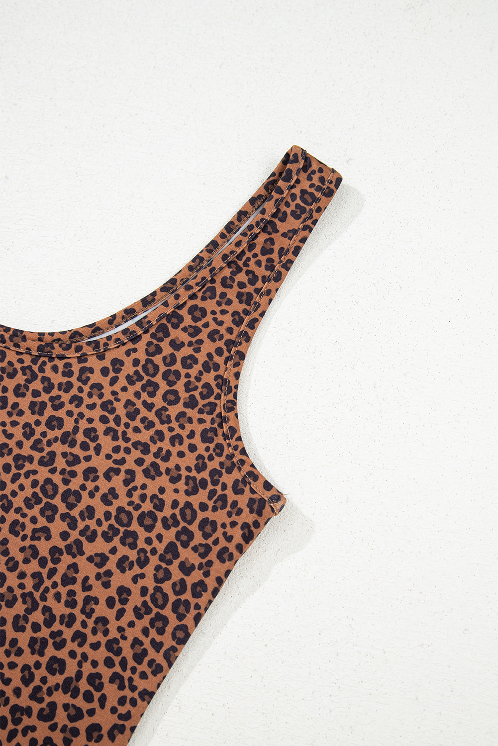 Brown Leopard Printed Sleeveless Scoop Neck Bodysuit - loveforevers