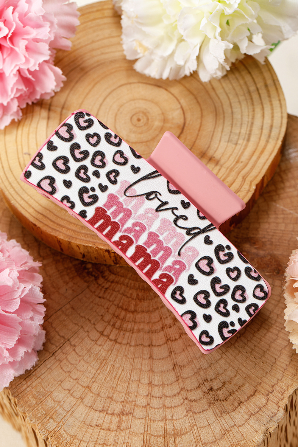 Sachet Pink Loved Mama Heart Print Large Hair Claw Clip - loveforevers