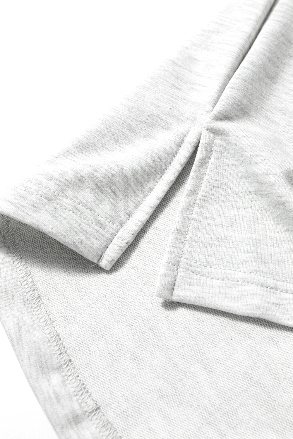 Dearlovers Light Grey Two Tone Contrast Waffle Knit Patched Buttoned V Neck Top - loveforevers