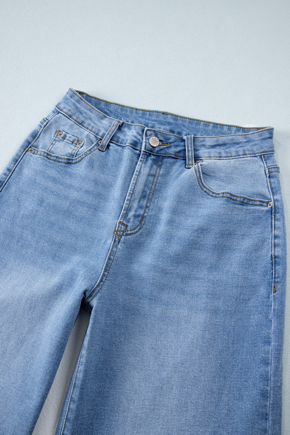 Gray Raw Hem Straight Leg Loose High Waist Jeans - loveforevers