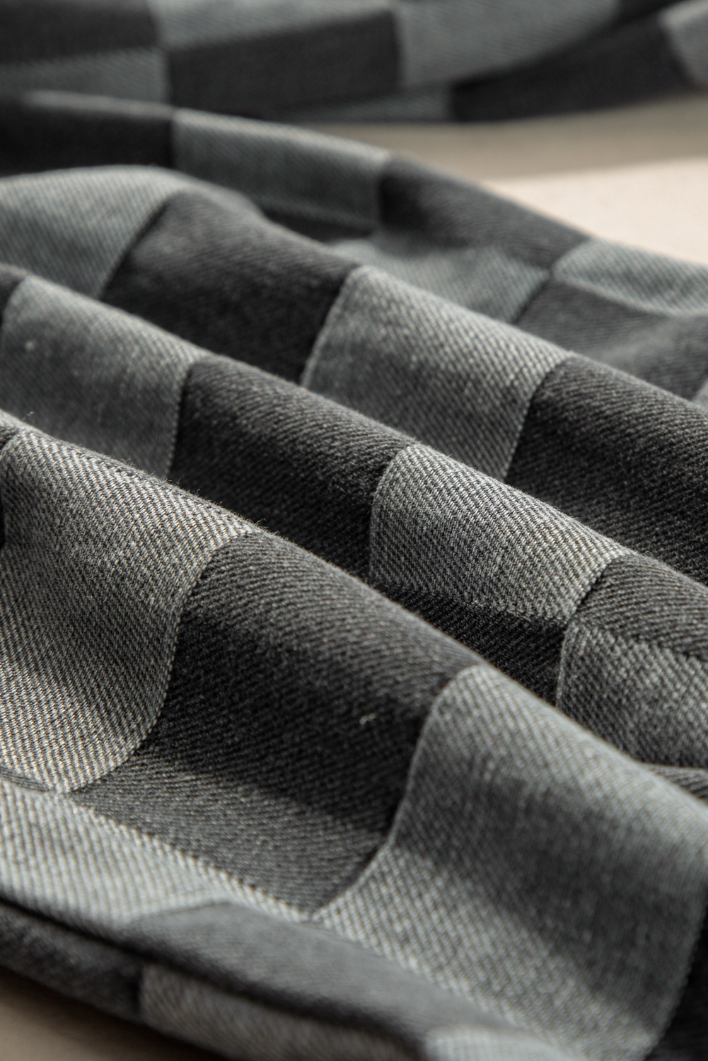 Dark Grey Checkered Denim Wide Leg Jeans - loveforevers